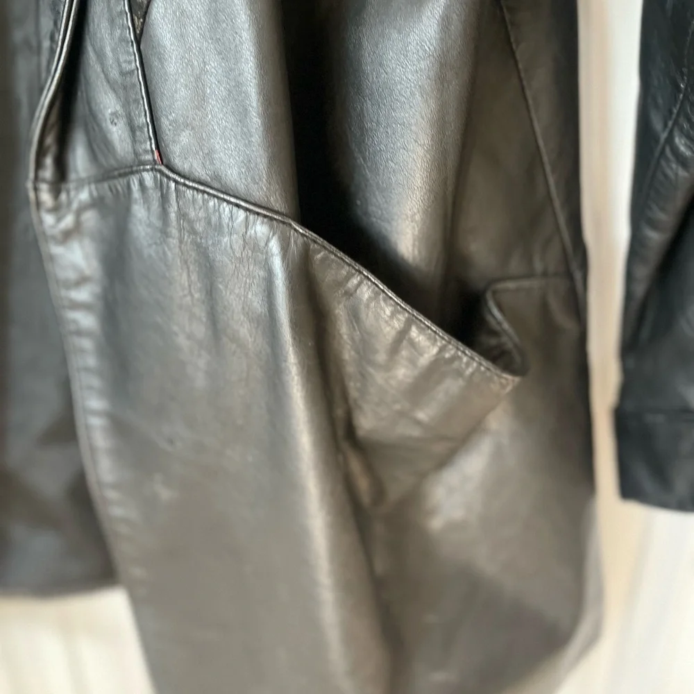 Vintage Adler 80s / 90s Black Suede Oversized Leather Jacket coat - Size small - Picture 5 of 15